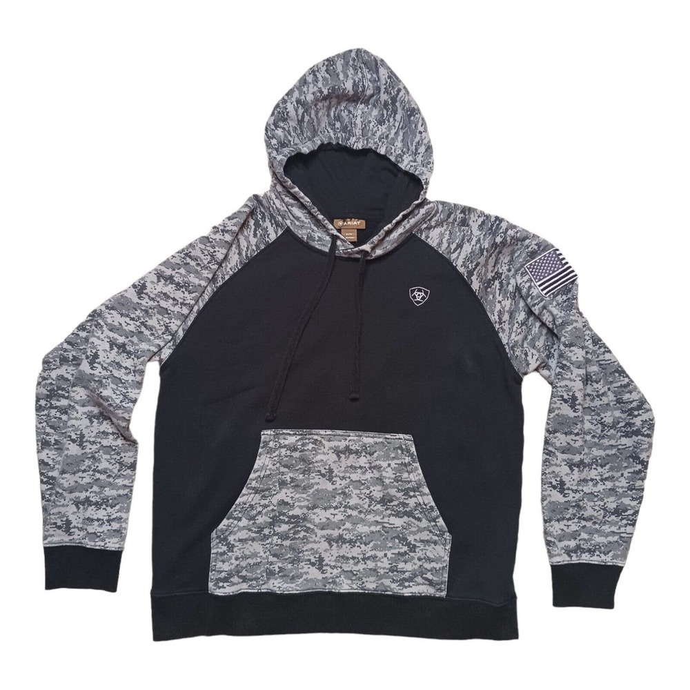 Ariat Black Patriot Desert Digital Camo Pullover Hoodie Sweatshirt Men's Size M